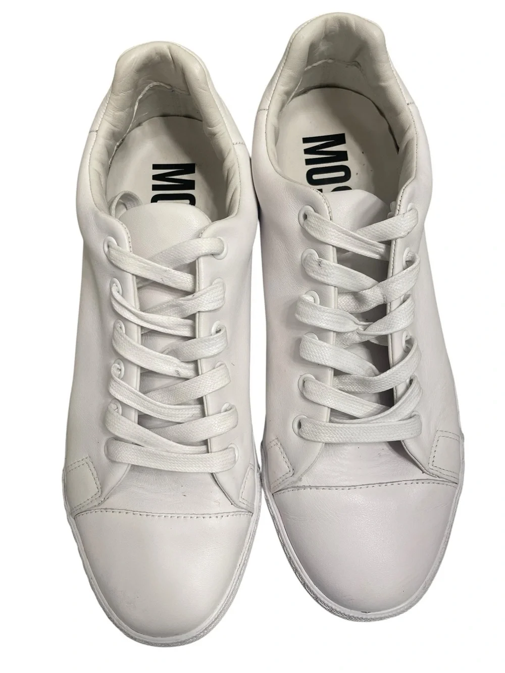 Moschino Couture Milano Men's White Leather Large Logo Sneakers EU 43 US 10